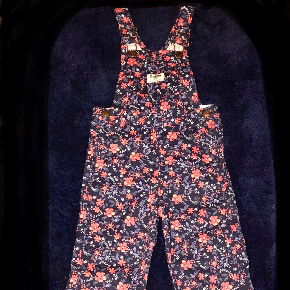 Girl’s Cotton Floral Overalls